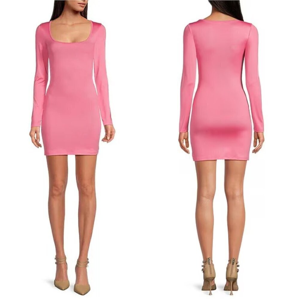 NWT Gianni Bini Mini Icon Knit Scoop Neck Long Sleeve Dress in Sangria